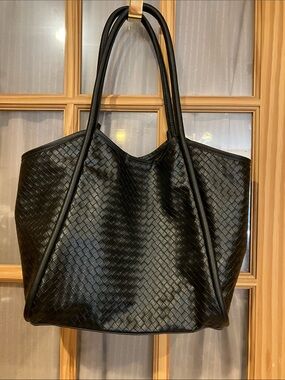 ASOS Black Woven Tote Bag with Shoulder Straps